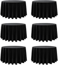 6-Pack Black Round Tablecloths, 108 in, for 4-5 Ft Round Tables