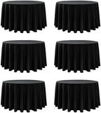 6-Pack Black Round Tablecloths, 108 in, for 4-5 Ft Round Tables