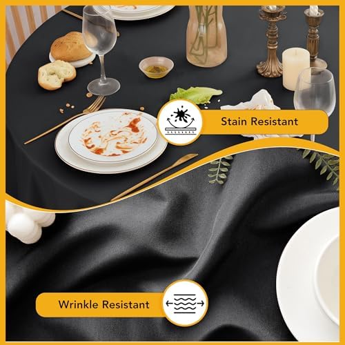 6-Pack Black Round Tablecloths, 108 in, for 4-5 Ft Round Tables, alternate view 3