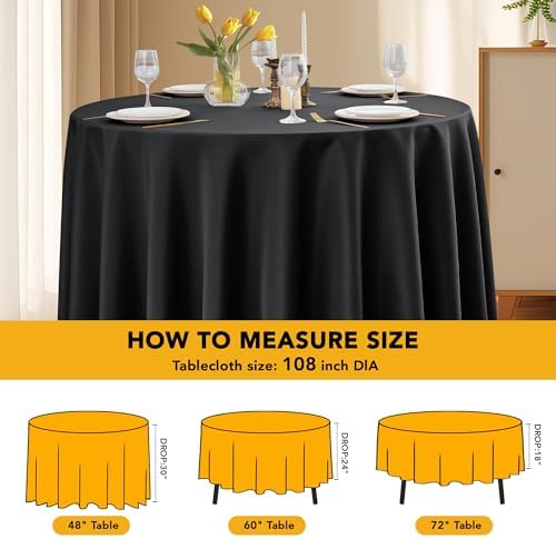 6-Pack Black Round Tablecloths, 108 in, for 4-5 Ft Round Tables, alternate view 6