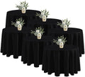 6 Pack Black Round Tablecloths 108 Inch for 36"-84" Tables in Black