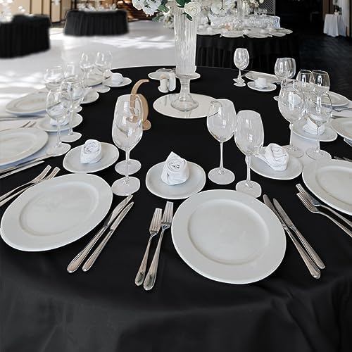 6 Pack Black Round Tablecloths 108 Inch for 36"-84" Tables in Black, alternate view 2