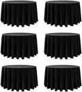 6-Pack Black Round Tablecloths, 120 in, for 5-6 Ft Round Tables