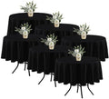 6 Pack Black Round Tablecloths 70 Inch for 36"-48" Tables in Black