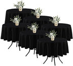 6 Pack Black Round Tablecloths 70 Inch for 36"-48" Tables in Black