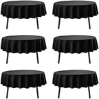 6-Pack Black Round Tablecloths, 90 in, for 4-5 Ft Round Tables in Black