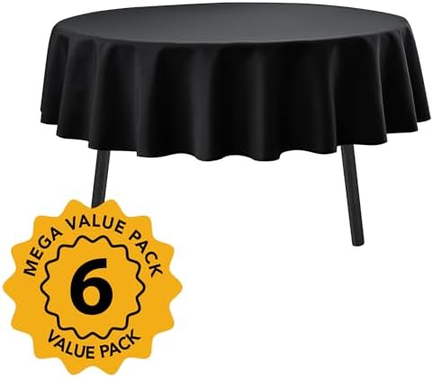 6-Pack Black Round Tablecloths, 90 in, for 4-5 Ft Round Tables in Black, alternate view 2