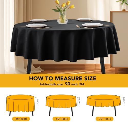 6-Pack Black Round Tablecloths, 90 in, for 4-5 Ft Round Tables in Black, alternate view 6