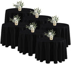 6 Pack Black Round Tablecloths 90 Inch for 36"-72" Tables in Black