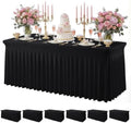 6 Pack Black Spandex Tablecloth for 6FT Rectangle Tables, Table Skirt 30x72 Inch Stretch Table Cloths Elastic