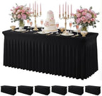 6 Pack Black Spandex Tablecloth for 6FT Rectangle Tables, Table Skirt 30x72 Inch Stretch Table Cloths Elastic