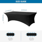 6-Pack Black Spandex Tablecloth for 8ft Rectangle Tables, Fitted Stretch Table Cover, Wrinkle-Resistant Stretch, alternate