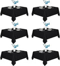 6 Pack Black Square Tablecloths 70x70 Inch for 2-4 Ft Tables in 70x70 Inch in Black