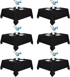 6 Pack Black Square Tablecloths 70x70 Inch for 2-4 Ft Tables in 70x70 Inch in Black
