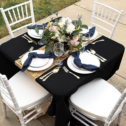 6 Pack Black Square Tablecloths 70x70 Inch for 2-4 Ft Tables in 70x70 Inch in Black, alternate view 2
