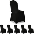 6 Pack Black Stretch Polyester Spandex Chair Covers Universal Washable Removable Chair Slipcovers Protector for