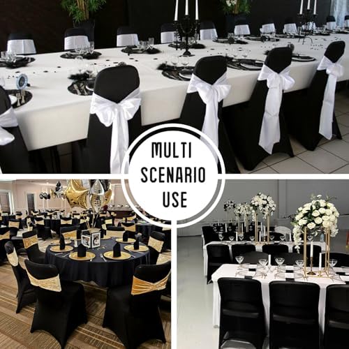 6 Pack Black Stretch Polyester Spandex Chair Covers Universal Washable Removable Chair Slipcovers Protector for, alternate