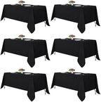 6 Pack Black Tablecloths 70x108 Inch for 6 Foot Rectangle Tables in 70x108 Inch in Black
