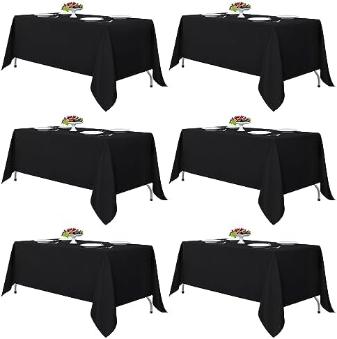 6 Pack Black Tablecloths 70x120 Inch for 6-8 Ft Rectangle Tables in 70x120 Inch in Black