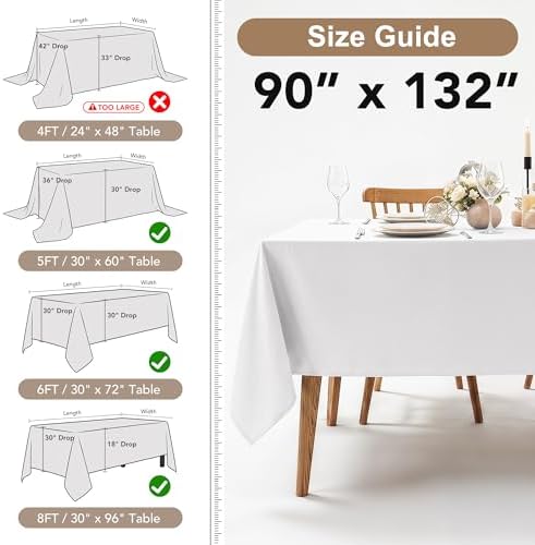 6 Pack Black Tablecloths 90x132 Inch for 6 Foot Rectangle Tables in 90x132 Inch in Black, alternate view 4
