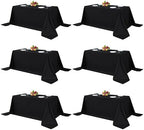 6 Pack Black Tablecloths 90x156 Inch for 8 Foot Rectangle Tables in 90x156 Inch in Black