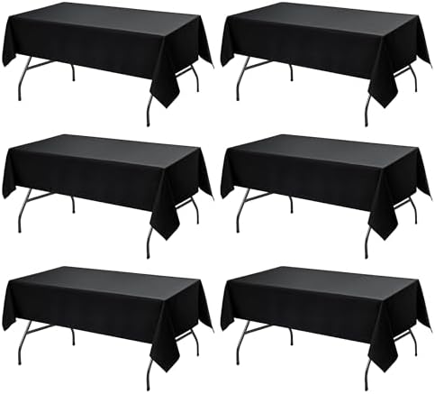 6-Pack Black Tablecloths for Rectangle Tables, 60 x 102 Inches in 60 x 102 Inches