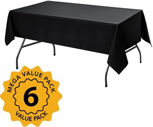 6-Pack Black Tablecloths for Rectangle Tables, 60 x 102 Inches in 60 x 102 Inches, alternate view 2