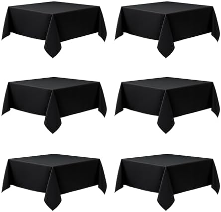 6-Pack Black Tablecloths for Square Tables, 70 x 70 Inches in 70 x 70 Inches