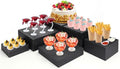 6 Pack Black Wooden Buffet Risers Display Stands, Wooden Stackable Display Box Rustic Cupcake Display Stand for