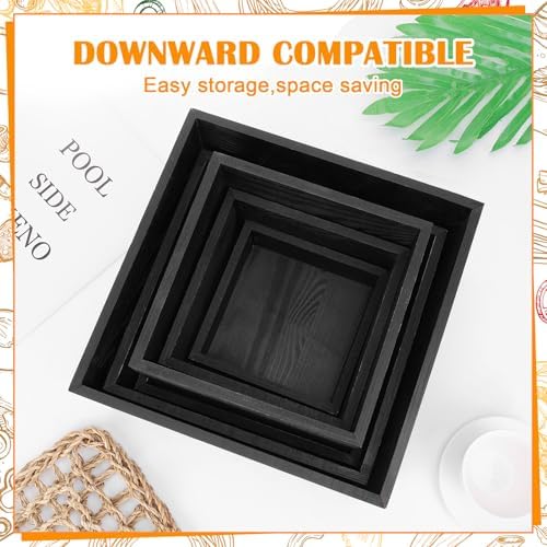 6 Pack Black Wooden Buffet Risers Display Stands, Wooden Stackable Display Box Rustic Cupcake Display Stand for, alternate