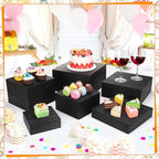 6 Pack Black Wooden Buffet Risers Display Stands, Wooden Stackable Display Box Rustic Cupcake Display Stand for, alternate