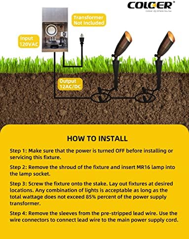 6 Pack Brass Landscape Spotlights Outdoor with 5W MR16 Bronze(102B), alternate view 6