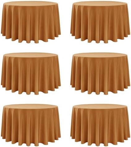 6-Pack Bronze Round Tablecloths, 120 in, for 5-6 Ft Round Tables
