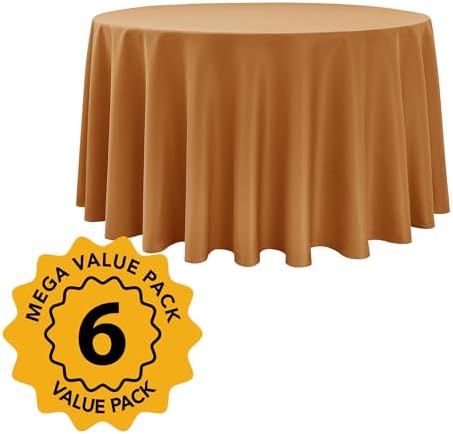 6-Pack Bronze Round Tablecloths, 120 in, for 5-6 Ft Round Tables, alternate view 2