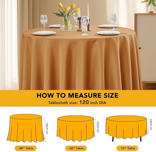 6-Pack Bronze Round Tablecloths, 120 in, for 5-6 Ft Round Tables, alternate view 6