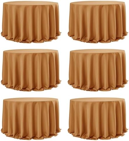 6-Pack Bronze Round Tablecloths, 132 in, for 6-8 Ft Round Tables