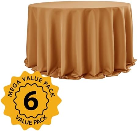 6-Pack Bronze Round Tablecloths, 132 in, for 6-8 Ft Round Tables, alternate view 2