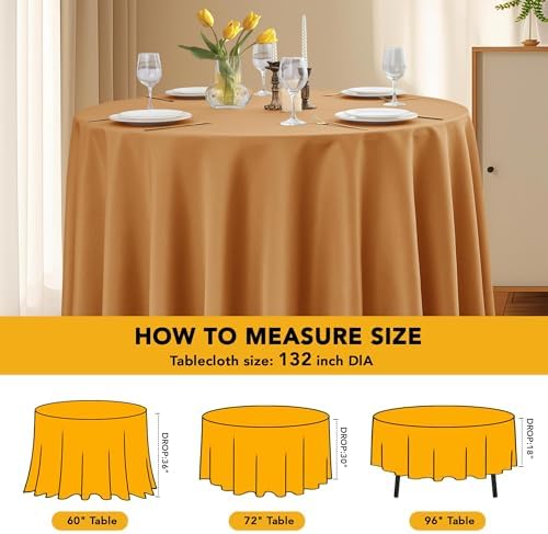 6-Pack Bronze Round Tablecloths, 132 in, for 6-8 Ft Round Tables, alternate view 6