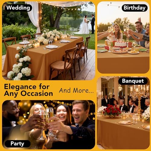 6-Pack Bronze Tablecloths for Rectangle Tables, 90 x 132 Inches in 90 x 132 Inches, alternate view 5