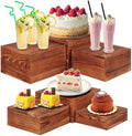 6 Pack Buffet Risers and Stands, Wood Risers for Buffet Table, Party Decor in vintage color