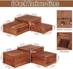 6 Pack Buffet Risers and Stands, Wood Risers for Buffet Table, Party Decor in vintage color, alternate view 3