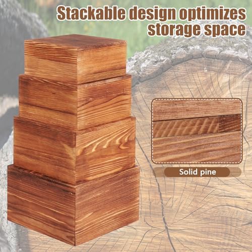 6 Pack Buffet Risers and Stands, Wood Risers for Buffet Table, Party Decor in vintage color, alternate view 7