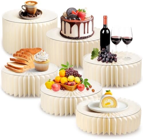 6 Pack Buffet Risers Foldable Food Display Risers Food Risers for Buffet Table Tall Cake Stands Cylinder Stands