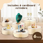 6 Pack Buffet Risers Foldable Food Display Risers Food Risers for Buffet Table Tall Cake Stands Cylinder Stands, alternate