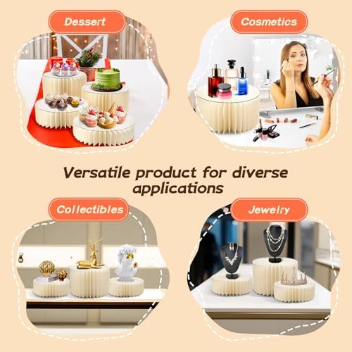 6 Pack Buffet Risers Foldable Food Display Risers Food Risers for Buffet Table Tall Cake Stands Cylinder Stands, alternate