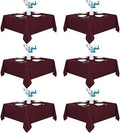 6 Pack Burgundy Square Tablecloths 70x70 Inch for 2-4 Ft Tables in 70x70 Inch in Burgundy