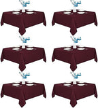 6 Pack Burgundy Square Tablecloths 70x70 Inch for 2-4 Ft Tables in 70x70 Inch in Burgundy