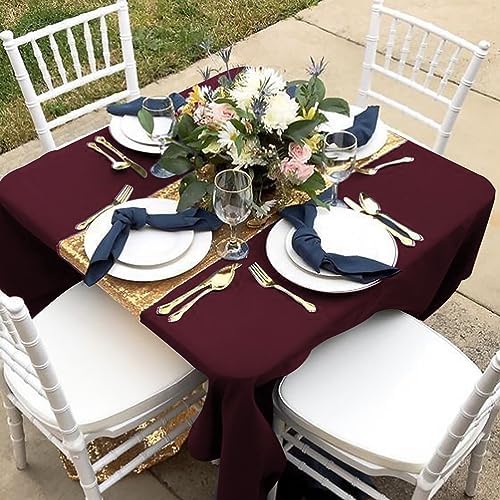 6 Pack Burgundy Square Tablecloths 70x70 Inch for 2-4 Ft Tables in 70x70 Inch in Burgundy, alternate view 5