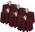 6 Pack Burgundy Tablecloths 120 Inch Round for 48"-96" Tables in Burgundy