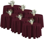 6 Pack Burgundy Tablecloths 120 Inch Round for 48"-96" Tables in Burgundy